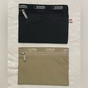 2 LeSportsac Nylon Zip Pouches – Black & Tan ($14 for set - $8 separately)